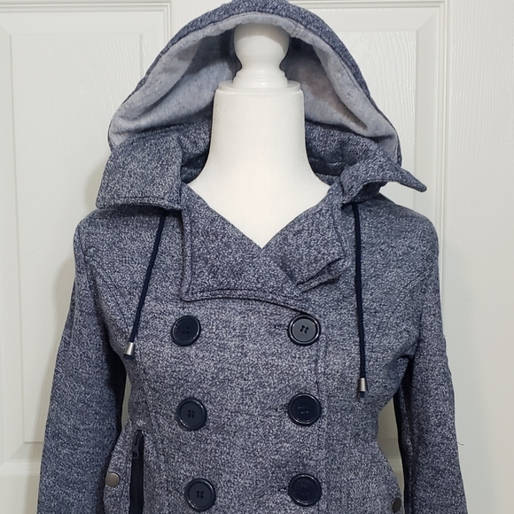 Ambiance Girls Junior Size S Hooded Pea Coat Style Jacket - Picture 5 of 11